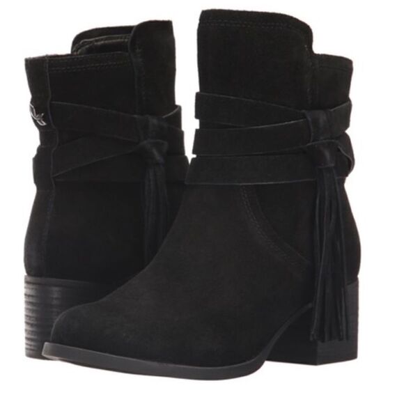 Koolaburra by UGG Women's Kenz Black Suede Tassel Ankle Boots, Size 9 D23 - Picture 2 of 12